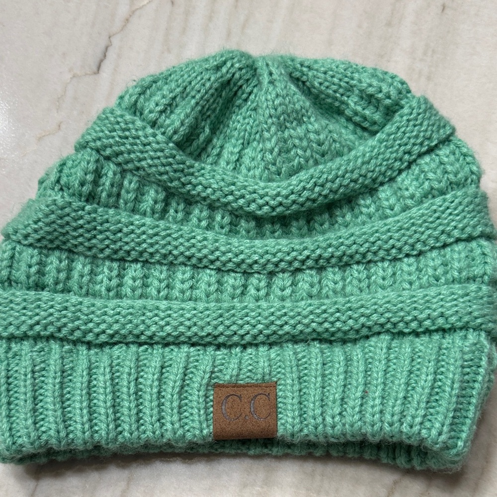 C.C Ribbed Kit Solid Green Color Beanie